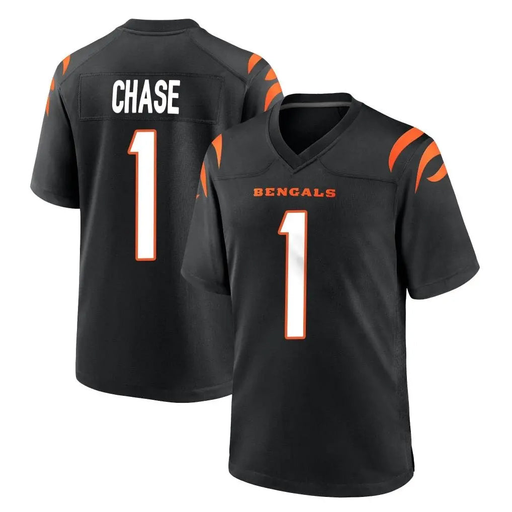 Davalo C.Bengals #1 Ja'Marr Chase Player Black Home Game Stitched Jerseys