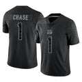 Davalo C.Bengals #1 Ja'Marr Chase Player Black Reflective Limited Game Stitched Jerseys