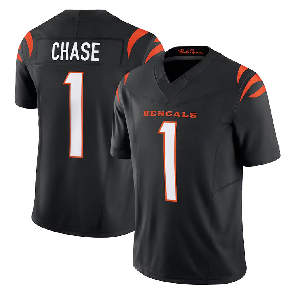 Davalo C.Bengals #1 Ja'Marr Chase Player Black Vapor F.U.S.E. Limited Home Game Stitched Jerseys