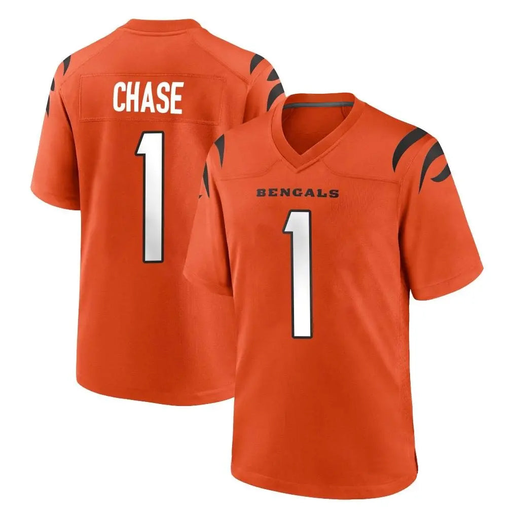 Davalo C.Bengals #1 Ja'Marr Chase Player Orange Home Game Stitched Jerseys