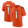 Davalo C.Bengals #1 Ja'Marr Chase Player Orange Home Game Stitched Jerseys