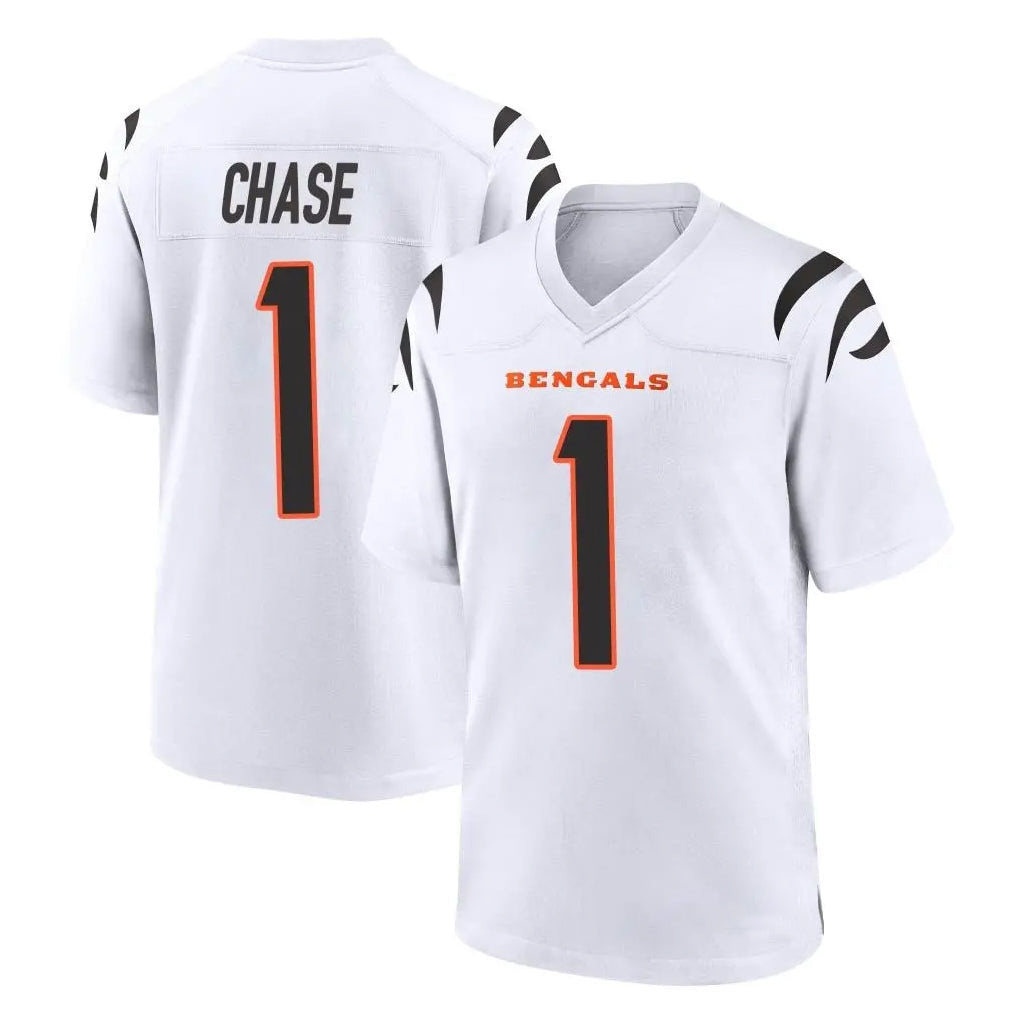 Davalo C.Bengals #1 Ja'Marr Chase Player White Home Game Stitched Jerseys