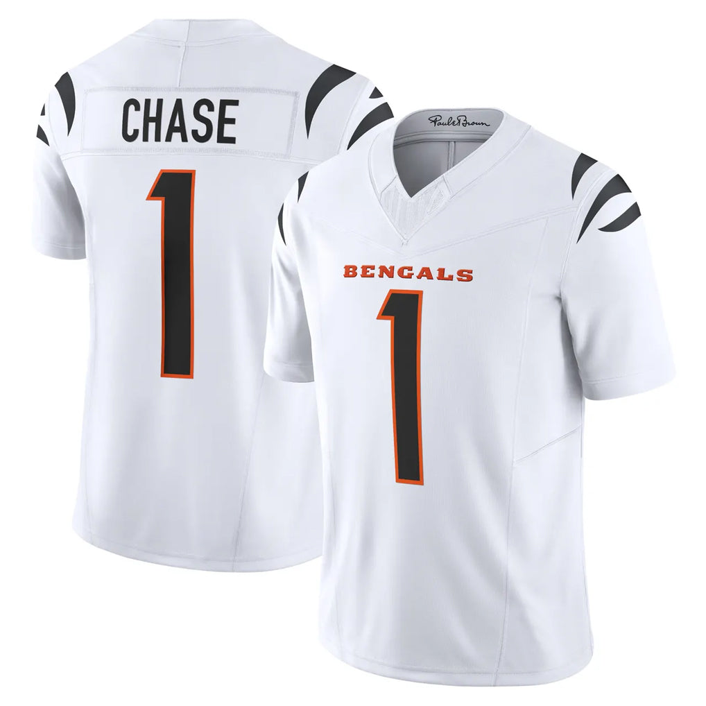 Davalo C.Bengals #1 Ja'Marr Chase Player White Vapor F.U.S.E. Limited Home Game Stitched Jerseys