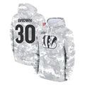 Davalo C.Bengals #30 Chase Brown Player Arctic Camo Salute to Service Pullover Hoodie Limited Stitched Jerseys