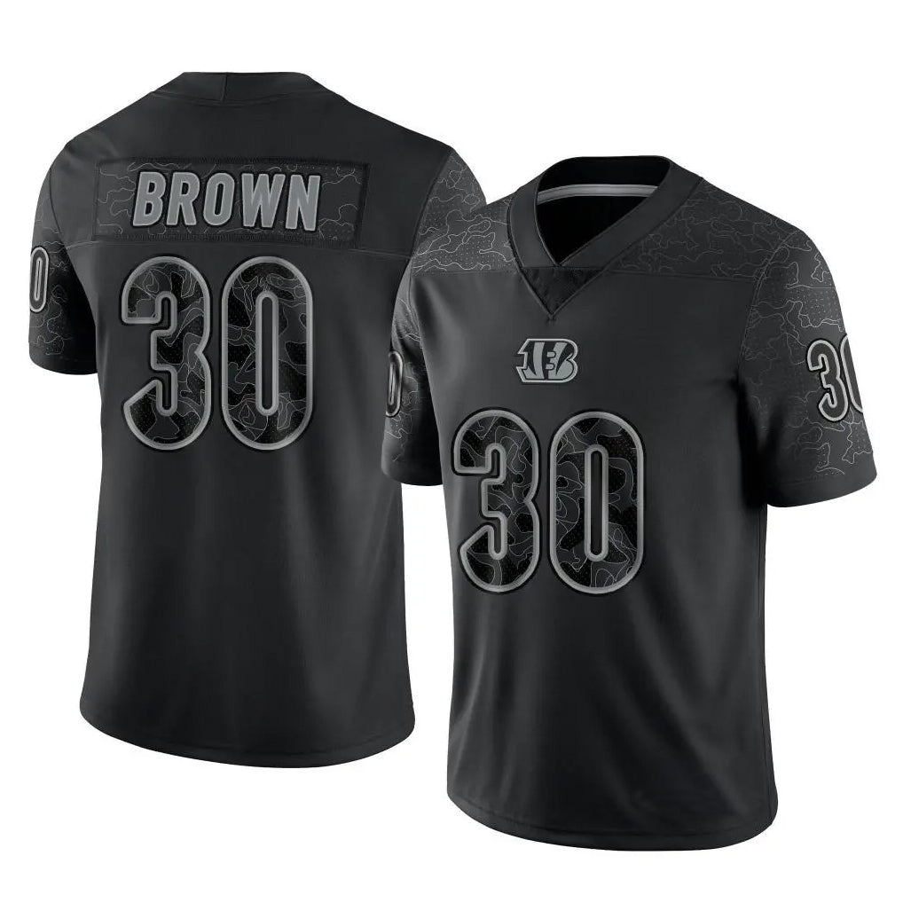 Davalo C.Bengals #30 Chase Brown Player Black RFLCTV Limited  Stitched Jerseys