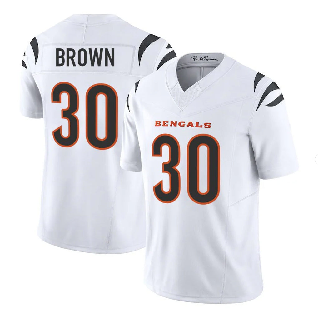 Davalo C.Bengals #30 Chase Brown Player White Vapor F.U.S.E. Limited Home Game Stitched Jerseys