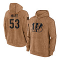 Davalo C.Bengals #53 Boye Mafe Player Brown Salute to Service Pullover Hoodie Limited Stitched Jerseys