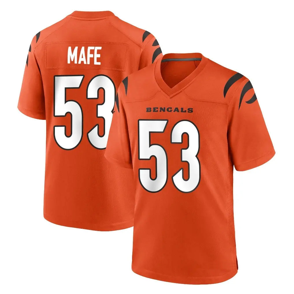 Davalo C.Bengals #53 Boye Mafe Player Orange Home Game Stitched Jerseys