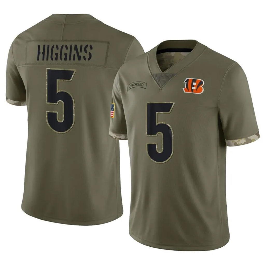 Davalo C.Bengals #5 Tee Higgins Player Olive Salute to Service Limited Game Stitched Jerseys