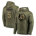 Davalo C.Bengals #5 Tee Higgins Player Olive Salute to Service Pullover Hoodies Home Game Stitched Jerseys
