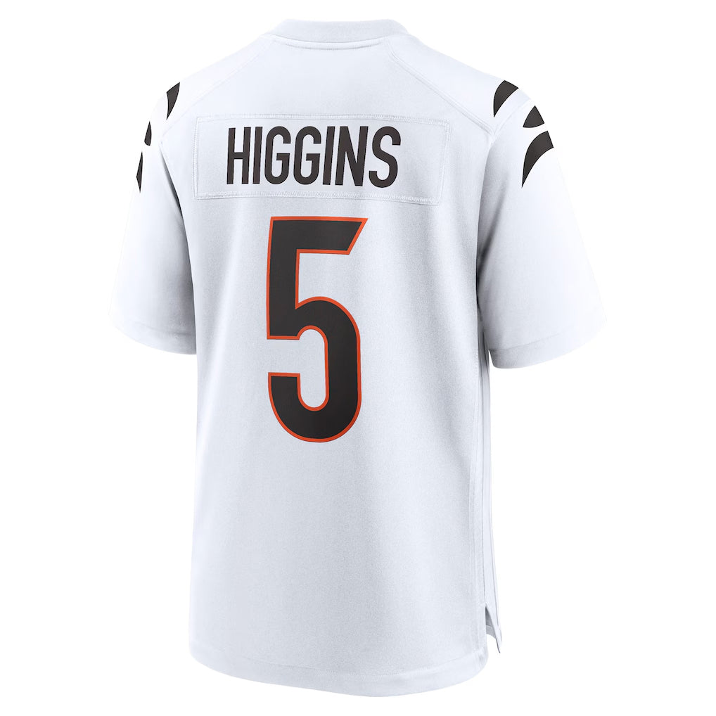 Davalo C.Bengals #5 Tee Higgins Player White Home Game Stitched Jerseys