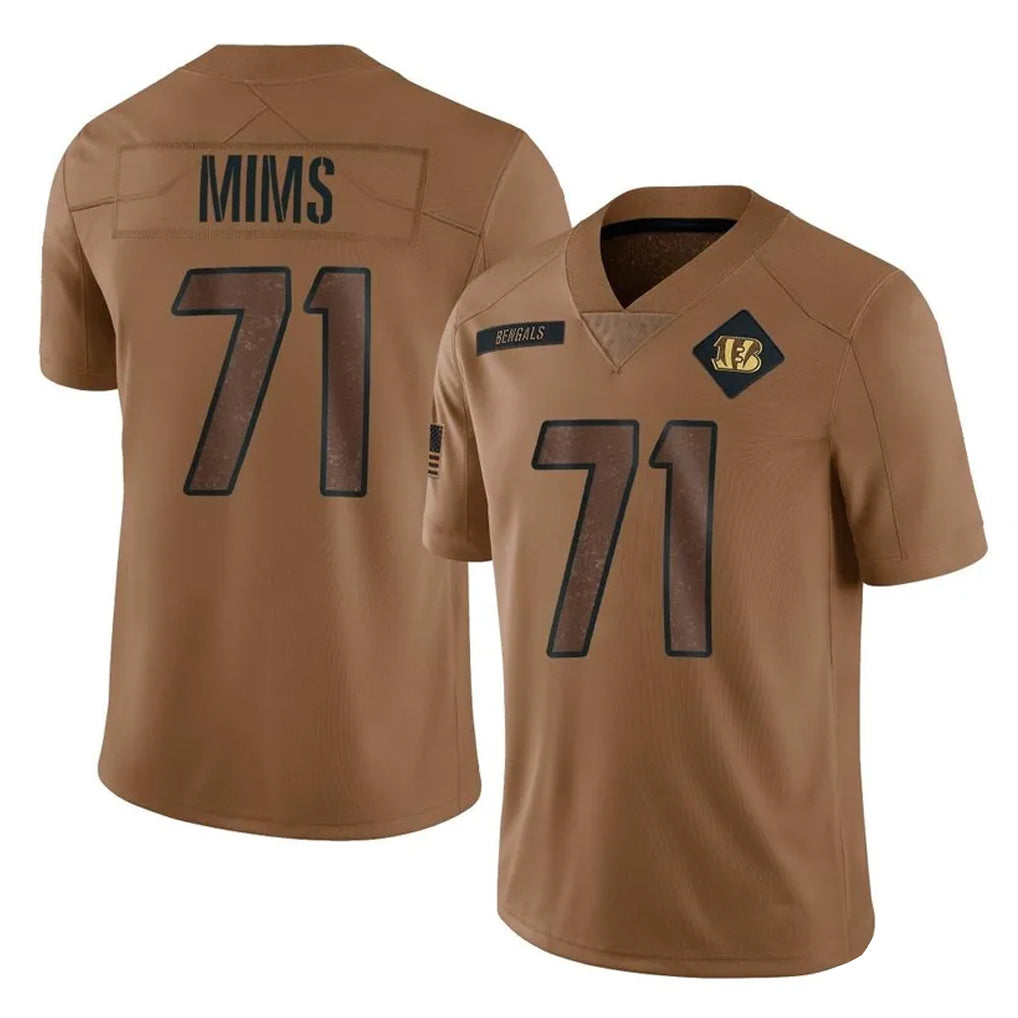 Davalo C.Bengals #71 Amarius Mims Player Brown Salute to Service Limited Stitched Jerseys