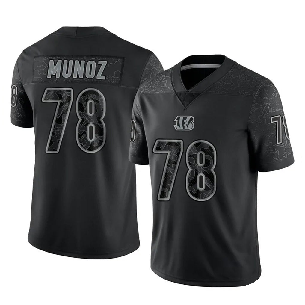Davalo C.Bengals #78 Anthony Munoz Player Black Reflective Limited Game Stitched Jerseys