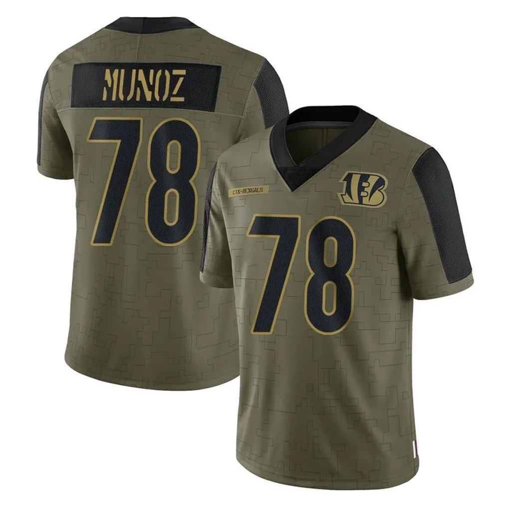 Davalo C.Bengals #78 Anthony Munoz Player Olive Salute to Service Game Stitched Jerseys