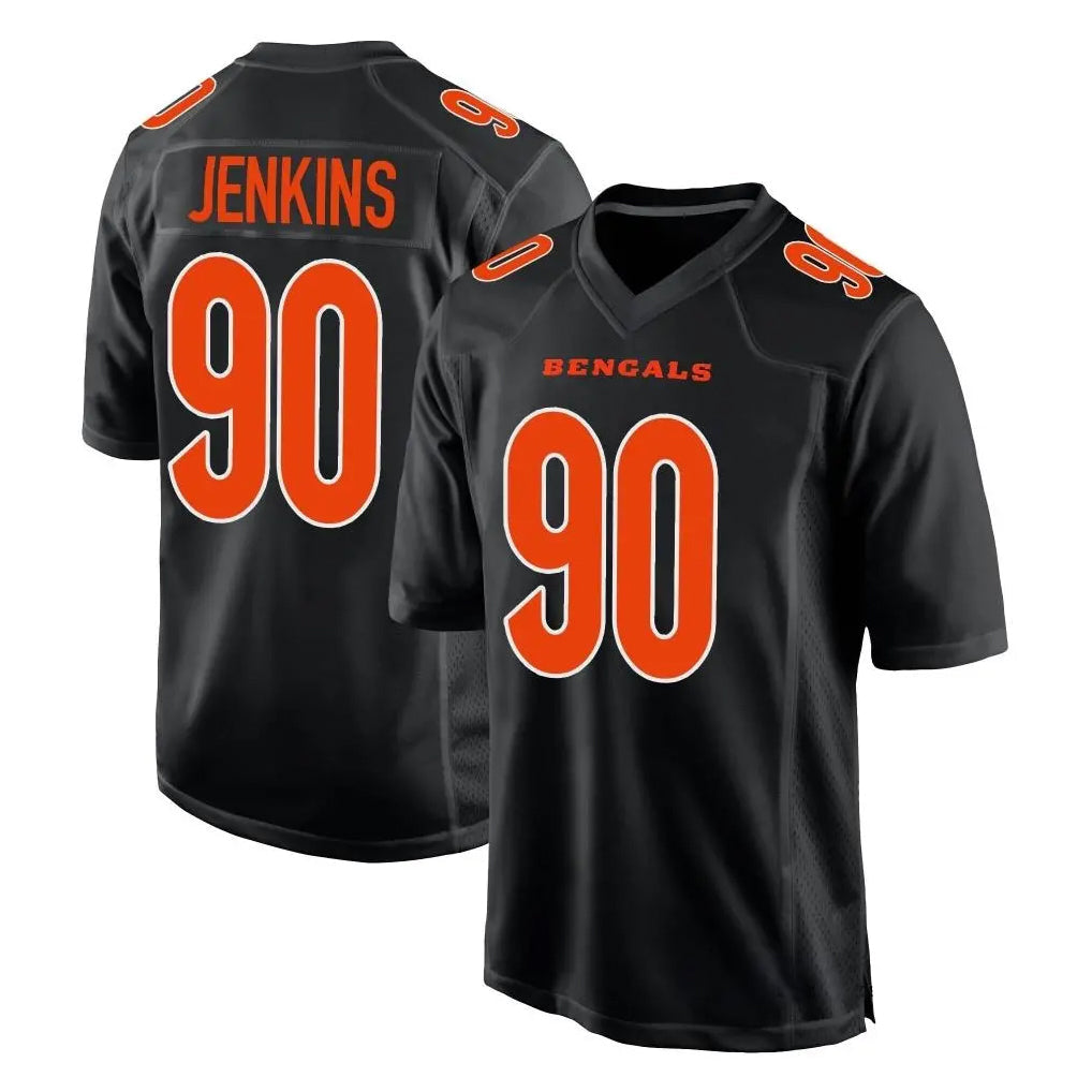 Davalo C.Bengals #90 Kris Jenkins Jr Player Black Fashion Game Stitched Jerseys