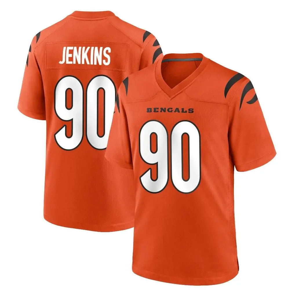 Davalo C.Bengals #90 Kris Jenkins Jr Player Orange Home Game Stitched Jerseys