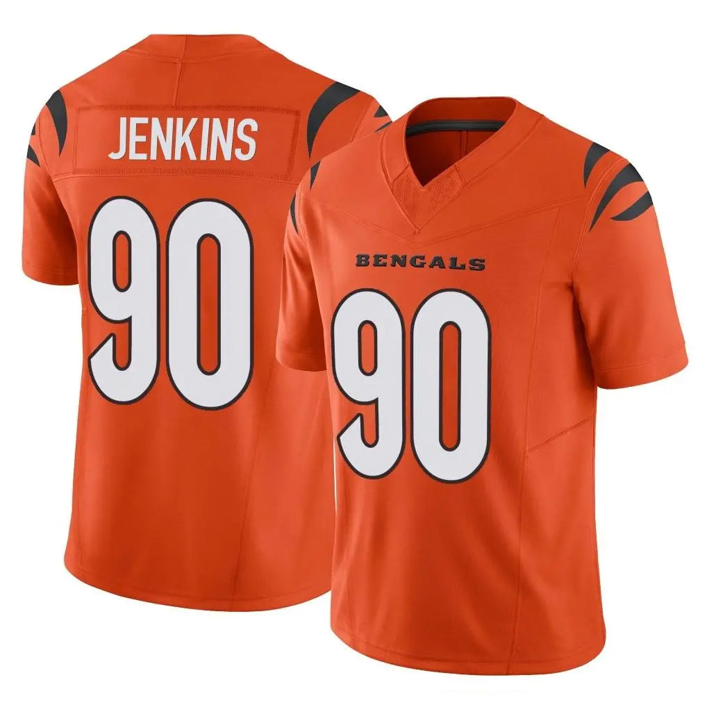 Davalo C.Bengals #90 Kris Jenkins Jr Player Orange Vapor F.U.S.E. Limited Home Game Stitched Jerseys