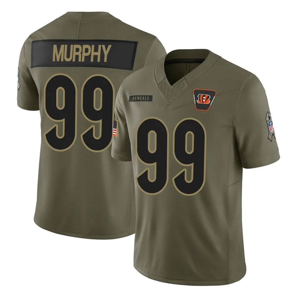 Davalo C.Bengals #99 Myles Murphy Player Olive Salute to Service Limited Home Game Stitched Jerseys