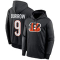 Davalo C.Bengals #9 Joe Burrow Player Black Salute to Service Pullover Hoodies Game Stitched Jerseys