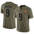 Davalo C.Bengals #9 Joe Burrow Player Olive Salute to Service Limited Game Stitched Jerseys
