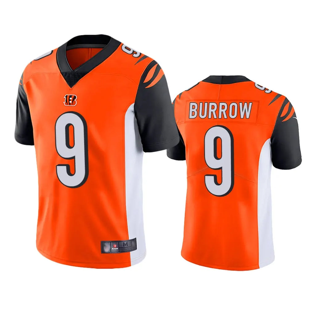 Davalo C.Bengals #9 Joe Burrow Player Orange Limited Home Game Stitched Jerseys
