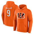 Davalo C.Bengals #9 Joe Burrow Player Orange Salute to Service Pullover Hoodie Limited Stitched Jerseys