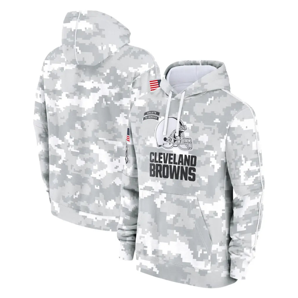 Davalo C.Browns Arctic Camo Salute to Service Hoodies Limited Game Blank Player Stitched Jerseys
