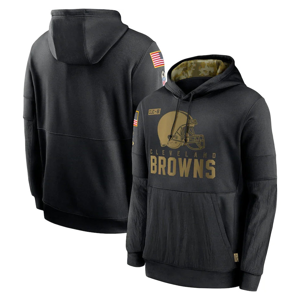 Davalo C.Browns Black Salute to Service Pullover Hoodies Limited Blank Player Stitched Jerseys