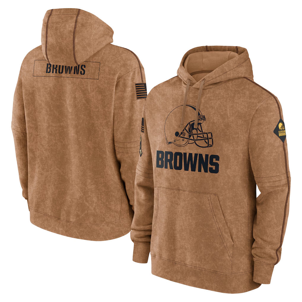 Davalo C.Browns Brown Salute to Service Pullover Hoodie Limited Blank Player Stitched Jerseys
