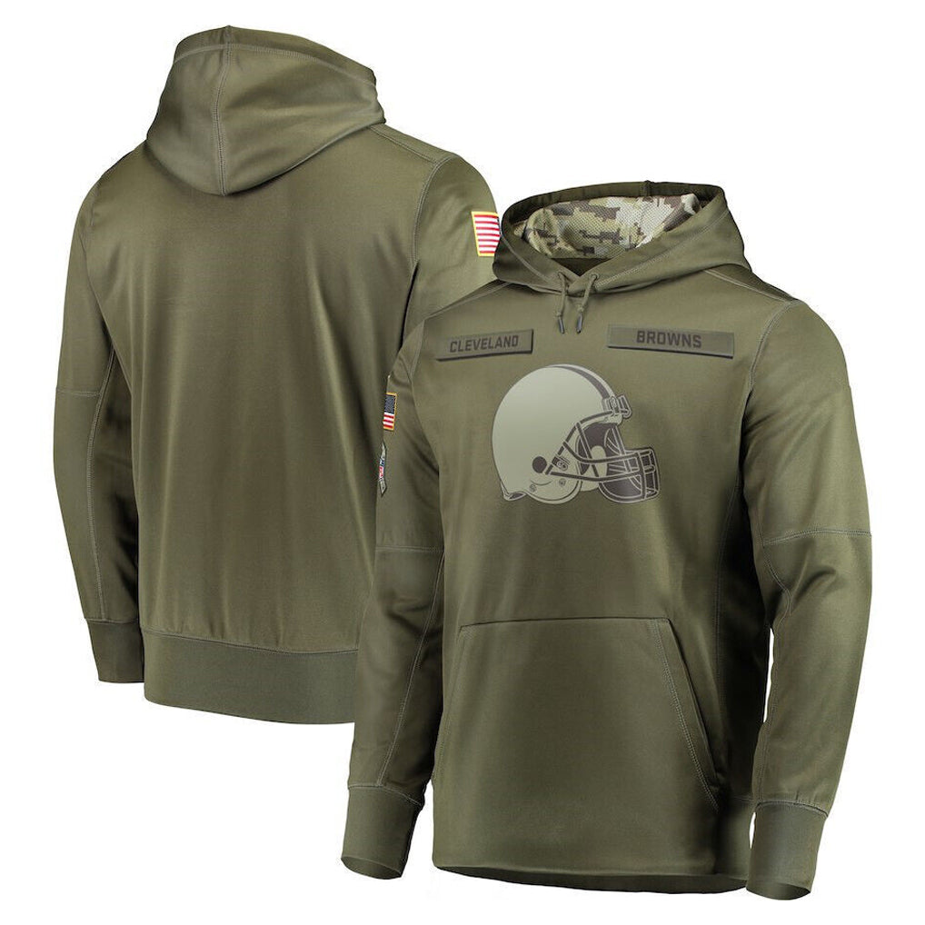 Davalo C.Browns Olive Salute to Service Pullover Hoodies Home Game Blank Player Stitched Jerseys