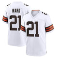 Davalo C.Browns #21 Denzel Ward Player White Home Game Stitched Jerseys