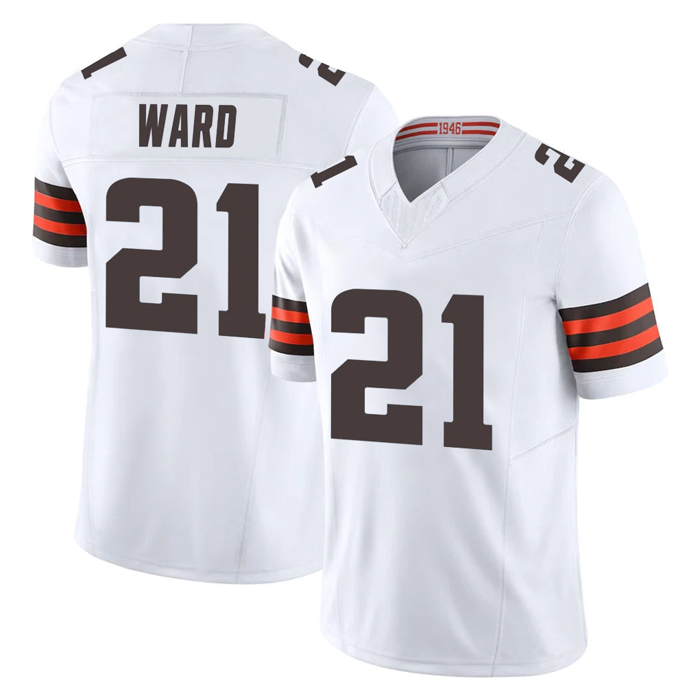 Davalo C.Browns #21 Denzel Ward Player White Vapor F.U.S.E. Limited Home Game Stitched Jerseys