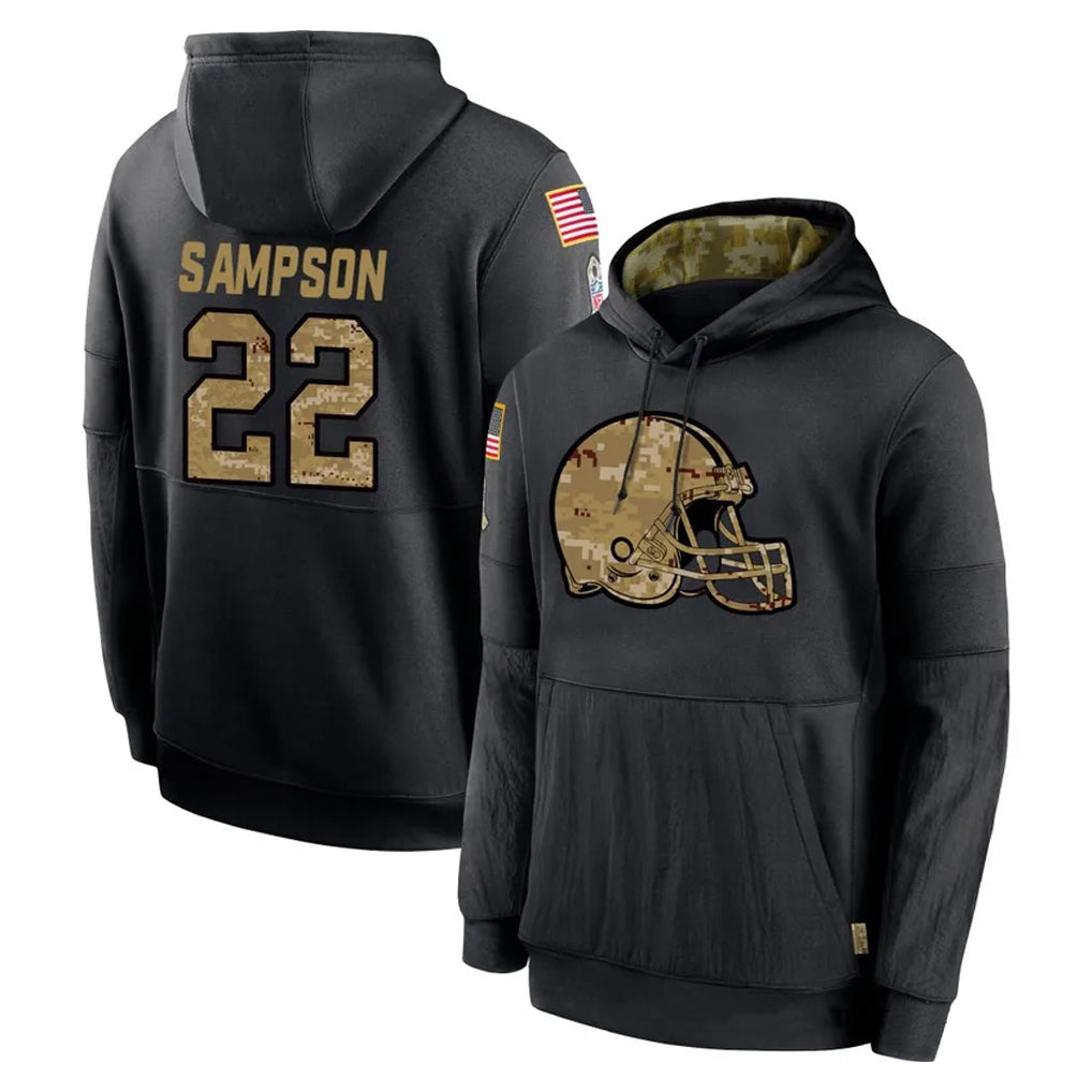Davalo C.Browns #22 Dylan Sampson Player Black Salute to Service Pullover Hoodies Limited Stitched Jerseys