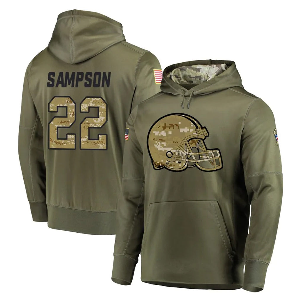 Davalo C.Browns #22 Dylan Sampson Player Olive Salute to Service Pullover Hoodies Home Game Stitched Jerseys