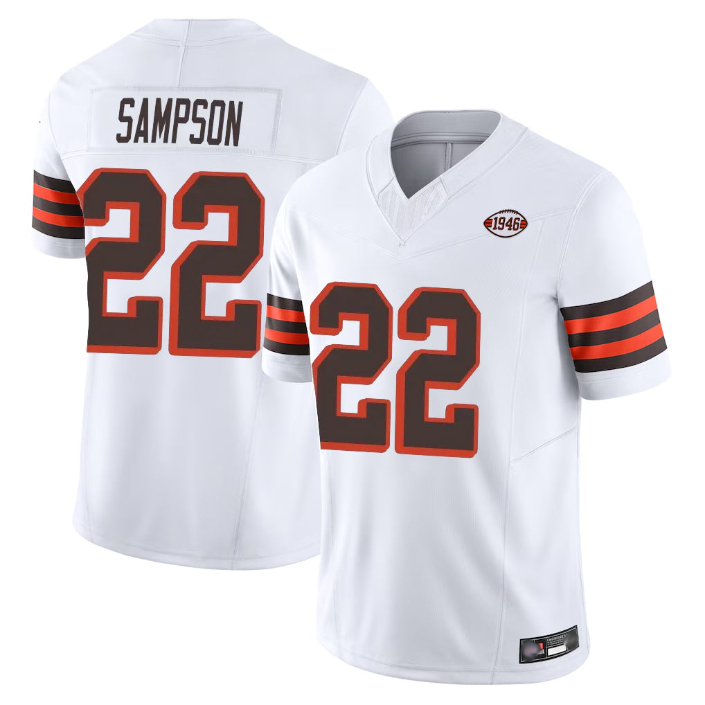 Davalo C.Browns #22 Dylan Sampson Player White Limited Vapor F.U.S.E. Alternate Game Stitched Jerseys