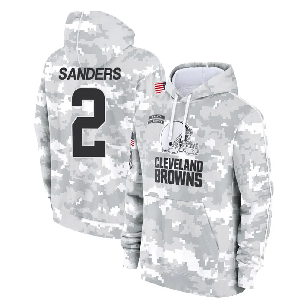 Davalo C.Browns #2 Shedeur Sanders Player Arctic Camo Salute to Service Hoodies Limited Game Stitched Jerseys