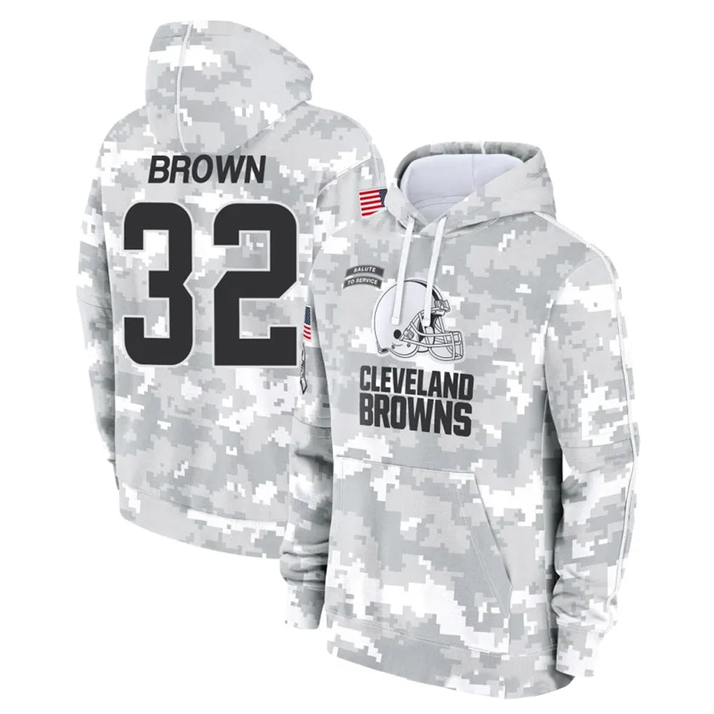 Davalo C.Browns #32 Jim Brown Player Arctic Camo Salute to Service Hoodies Limited Game Stitched Jerseys