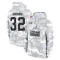 Davalo C.Browns #32 Jim Brown Player Arctic Camo Salute to Service Hoodies Limited Game Stitched Jerseys