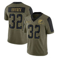 Davalo C.Browns #32 Jim Brown Player Olive Salute to Service Limited Home Game Stitched Jerseys