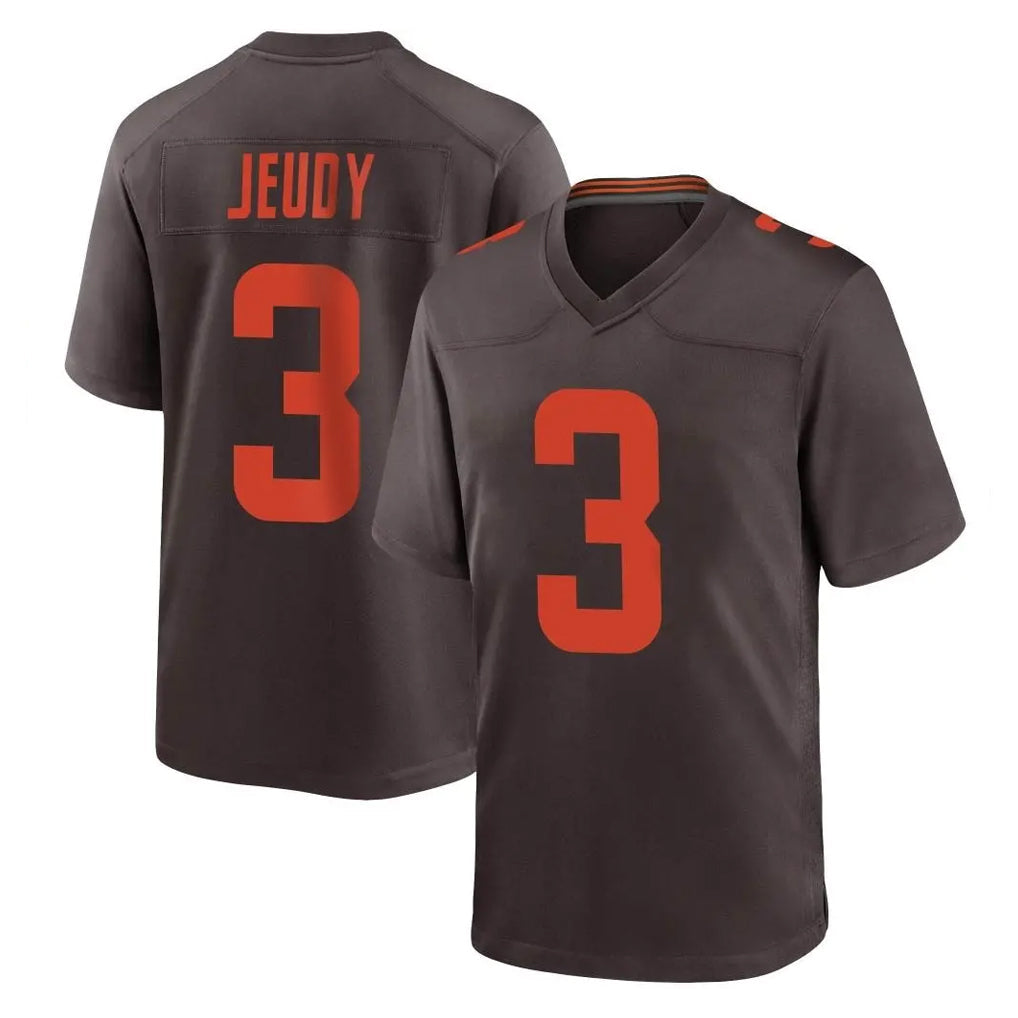 Davalo C.Browns #3 Jerry Jeudy Player Brown Alternate Home Game Stitched Jerseys