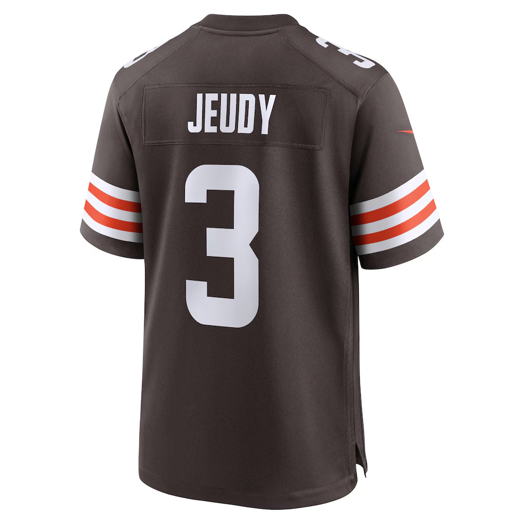 DavaloC.Browns #3 Jerry Jeudy Player Brown Home Game Stitched Jerseys