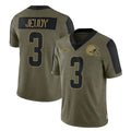 Davalo C.Browns #3 Jerry Jeudy Player Olive Salute to Service Limited Home Game Stitched Jerseys