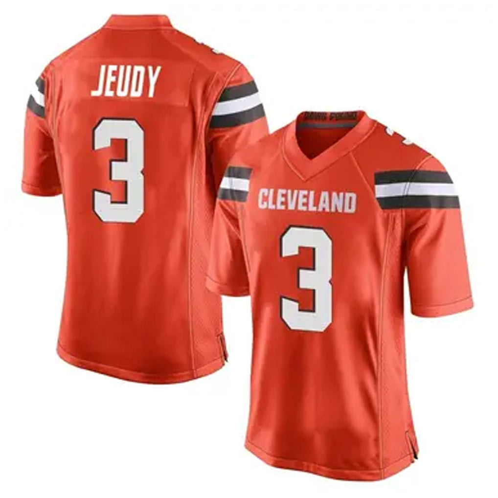 DavaloC.Browns #3 Jerry Jeudy Player Orange Game Stitched Jerseys