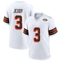 DavaloC.Browns #3 Jerry Jeudy Player White Alternate Home Game Stitched Jerseys