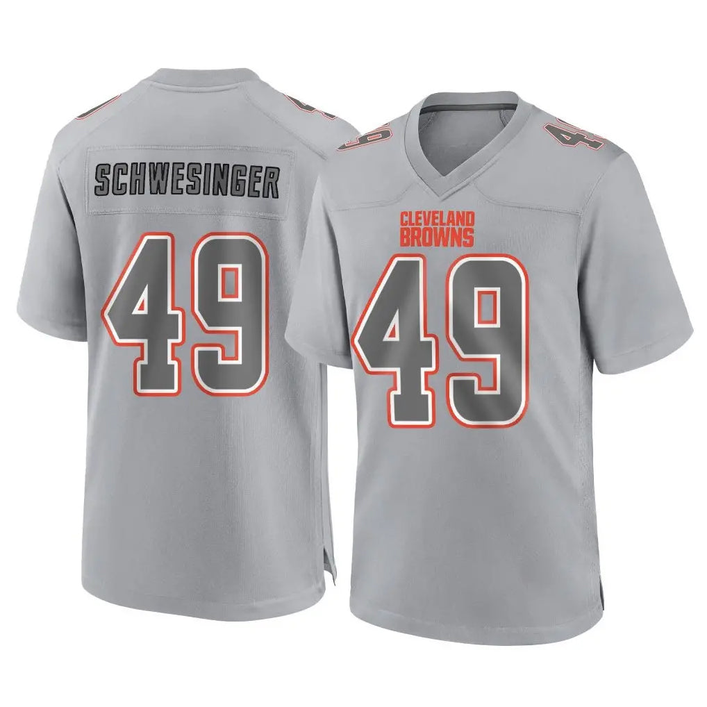 Davalo C.Browns #49 Carson Schwesinger Player Gray Atmosphere Fashion Game Stitched Jerseys