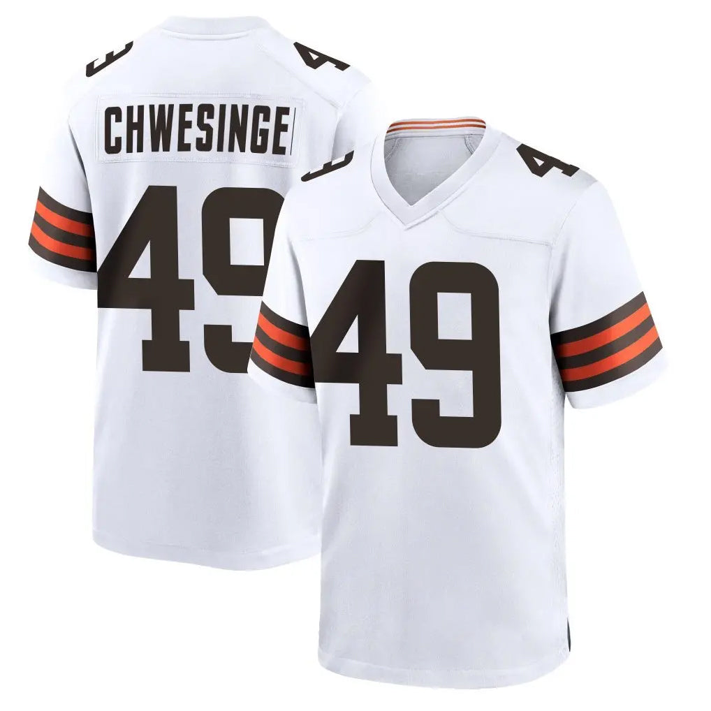 Davalo C.Browns #49 Carson Schwesinger Player White Home Game Stitched Jerseys