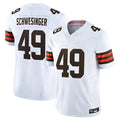 Davalo C.Browns #49 Carson Schwesinger Player White Vapor F.U.S.E. Limited Home Game Stitched Jerseys