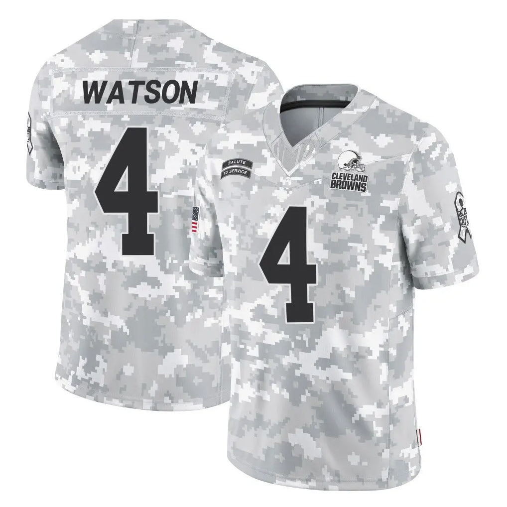 Davalo C.Browns #4 Deshaun Watson Player Arctic Camo Salute to Service Limited Home Game Stitched Jerseys