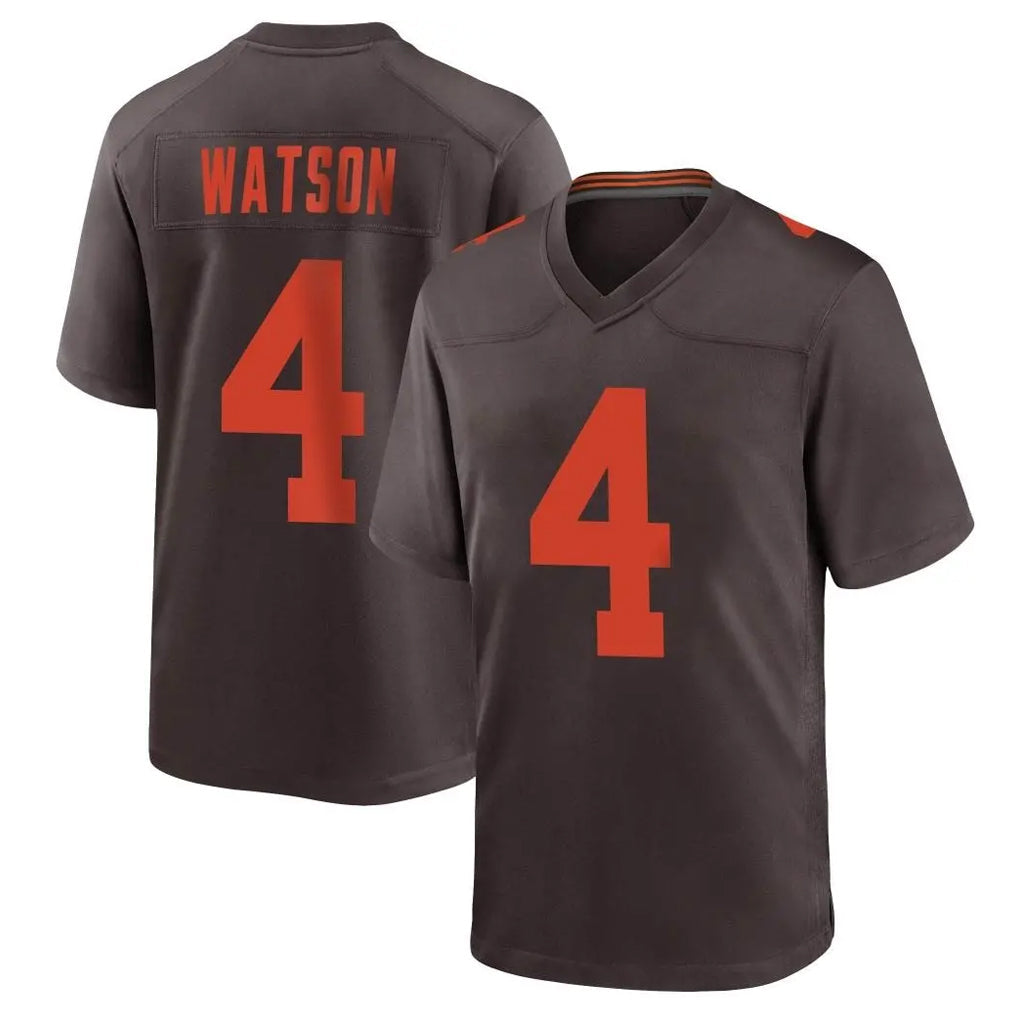 Davalo C.Browns #4 Deshaun Watson Player Brown Alternate Home Game Stitched Jerseys