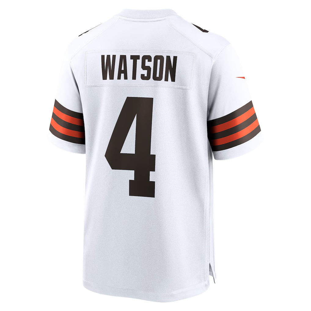 Davalo C.Browns #4 Deshaun Watson White Game Stitched Jerseys